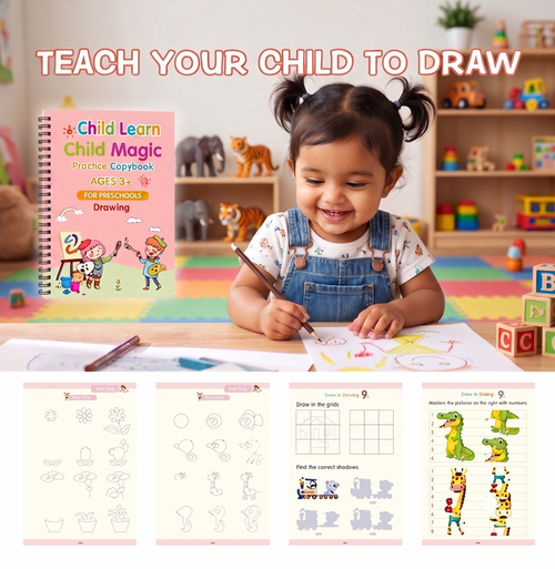 ChildLearn Little Writer's Toolkit ( Drawing,Maths,Alphabet,Number) 8+ Reusable